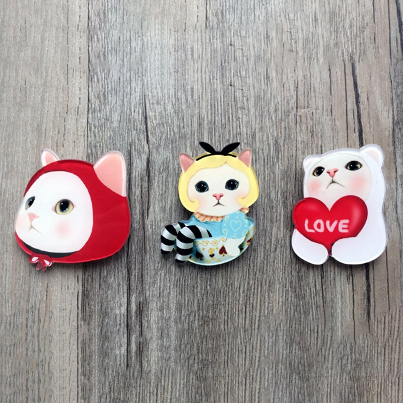 HOT Sale 1pcs/bag Harajuku Style Cute Cat Cartoon Students Classmates Dress Brooch Acrylic Badge | Украшения и аксессуары