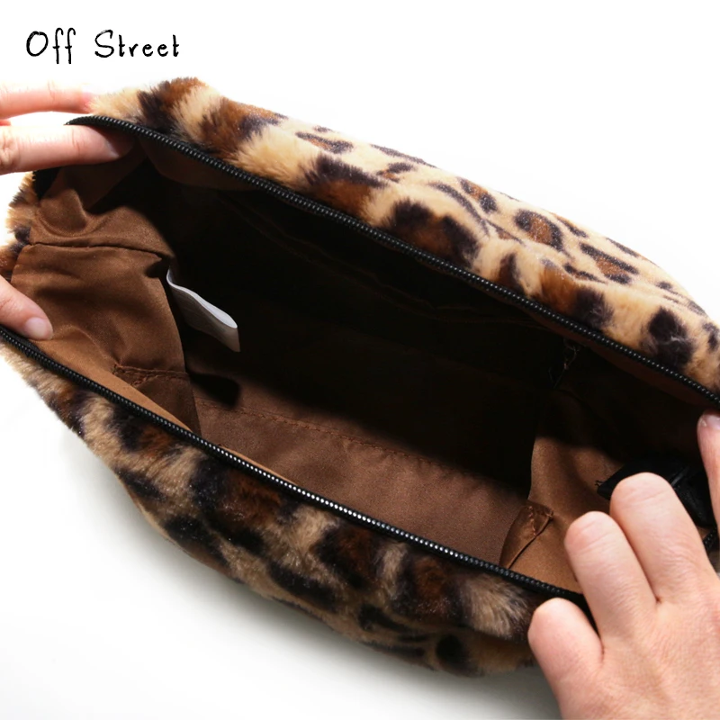 Для женщин искусственного меховые сумочки Leopard Женская сумка Роскошные