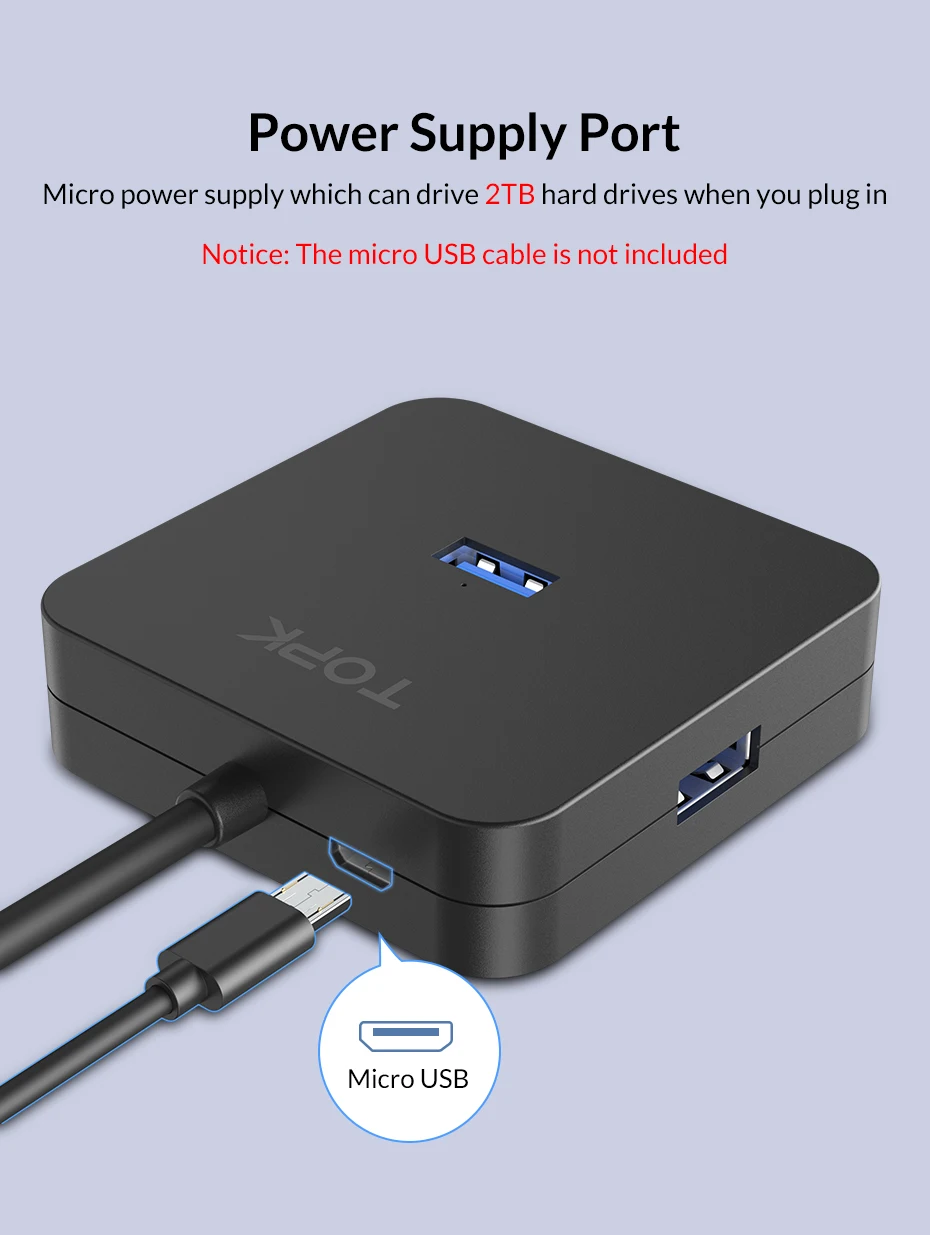 TOPK USB 3,0 HUB 4 Порты и разъёмы нескольких USB 3,0 высокоскоростной разветвитель 200 МБ/с.& Micro Зарядка через usb для школы, больницы для MacBook samsung huawei