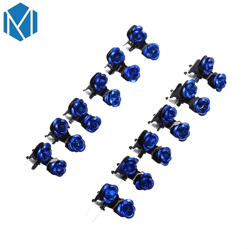 blue M MISM, Новое поступление, 12 шт./набор, для девочек, мини-заколка для волос, милая Роза, заколки для волос, милые, сделай сам, для волос, красочные, простые, трендовые аксессуары для волос - Цвет: blue
