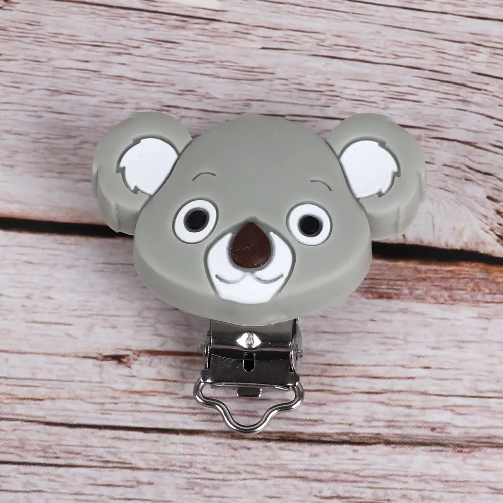 light gray TYRY. HU 10 шт. соска клип мультфильм коала силиконовая соска держатель BPA бесплатно DIY ребенка кормящих пустышки клипы на цепи Прорезывания Зубов Бусины - Цвет: light gray