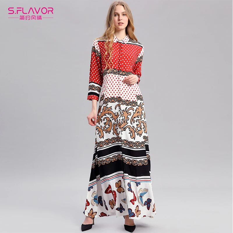 Женское длинное платье с отложным воротником S. FLAVOR элегантное облегающее в