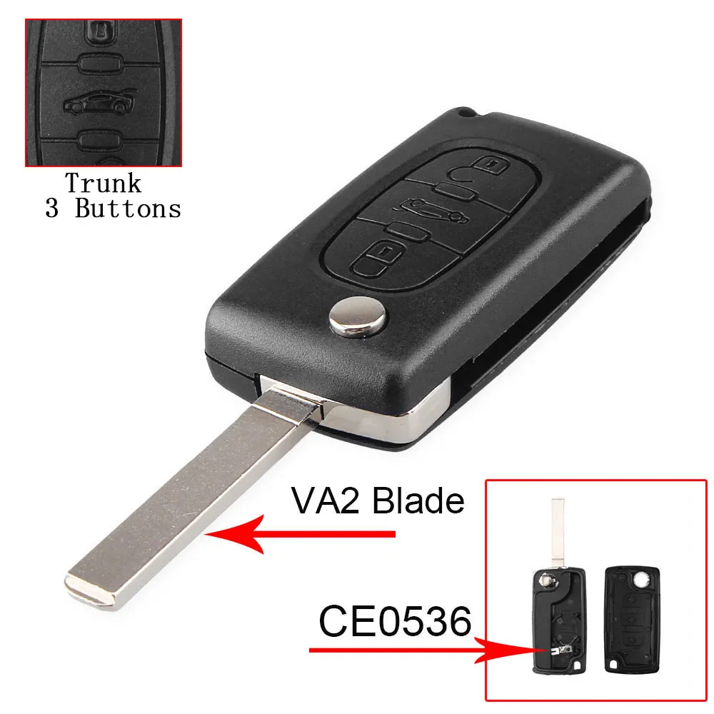 3BT VA2 CE0536 KEYYOU 10 шт. 2/3/4 BT Флип складной чехол для дистанционного ключа от машины оболочки для peugeot 107 207 307 308 407 607 807 Citroen C2 C3 C4 C5 C6 C8 - Цвет: 3BT VA2 CE0536