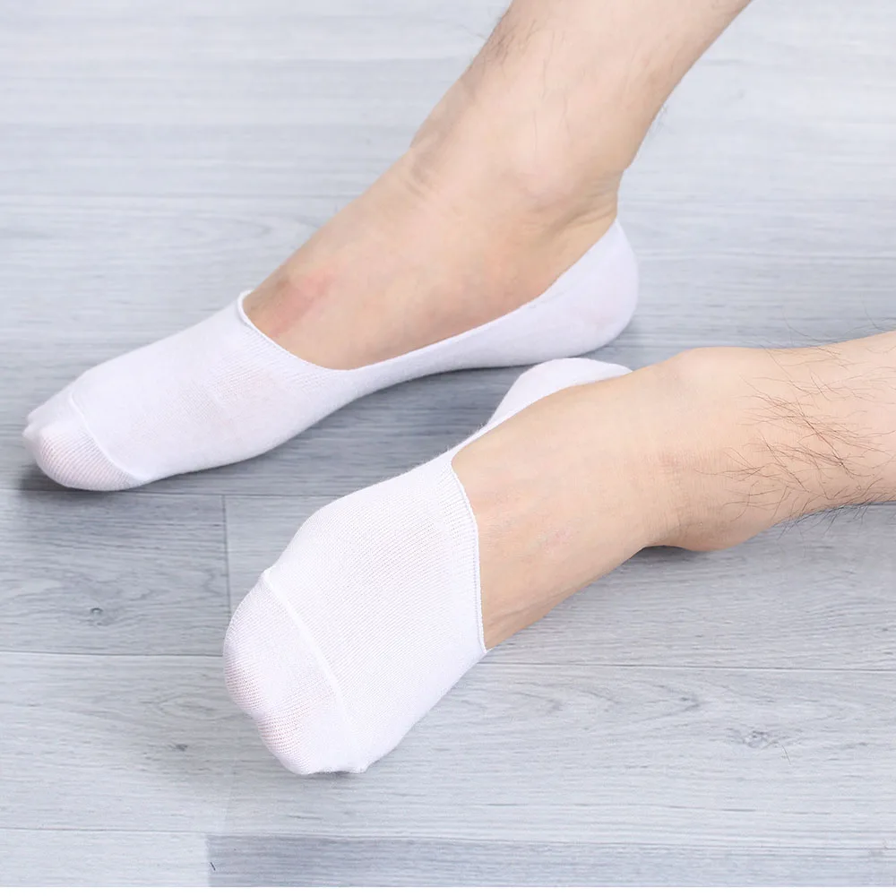 1 пара, мягкие однотонные невидимые носки унисекс, хлопковые короткие невидимые мужские носки, весна-лето, черные/серые/белые - Цвет: style 2 white