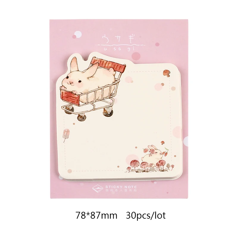 E Mr paper, 30 шт./лот, 6 видов конструкций, Kawaii, Мультяшные животные, кролик, лиса, блокнот для заметок, блокнот, дневник, самоклеющиеся заметки, блокнот s - Цвет: E
