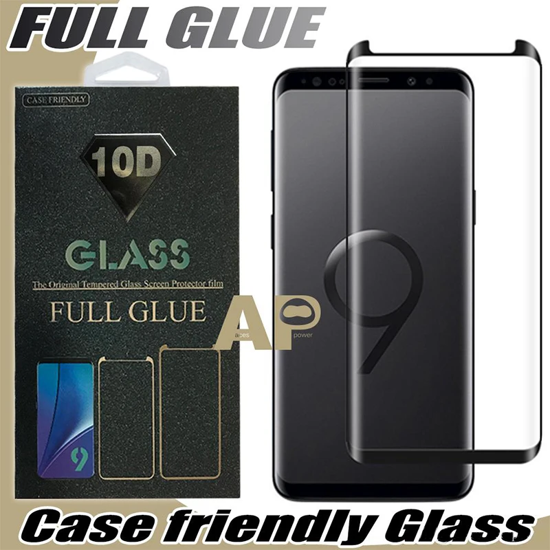 Полностью клейкое закаленное стекло 3D изогнутое для Samsung Galaxy S10 S10E S9 Note 9 8 S8 Plus в