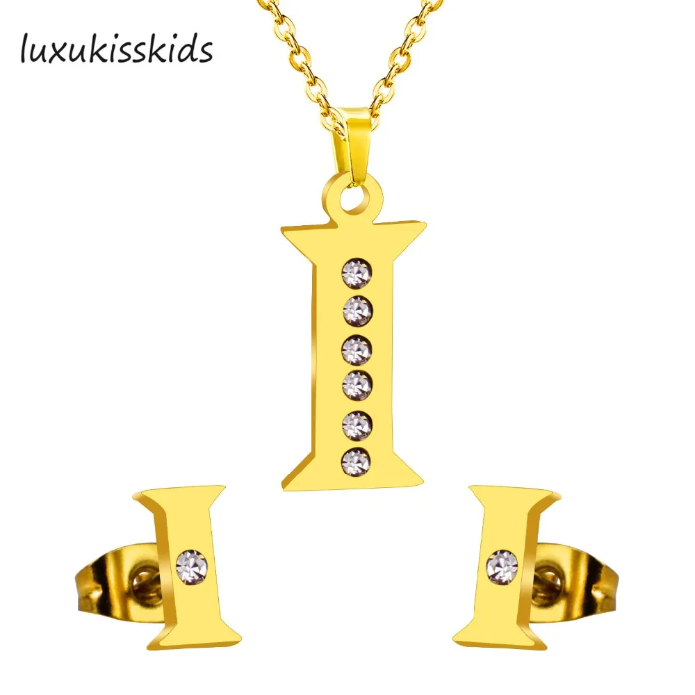 LUXUKISSKIDS из нержавеющей стали буквы I ювелирные украшения с надписями наборы