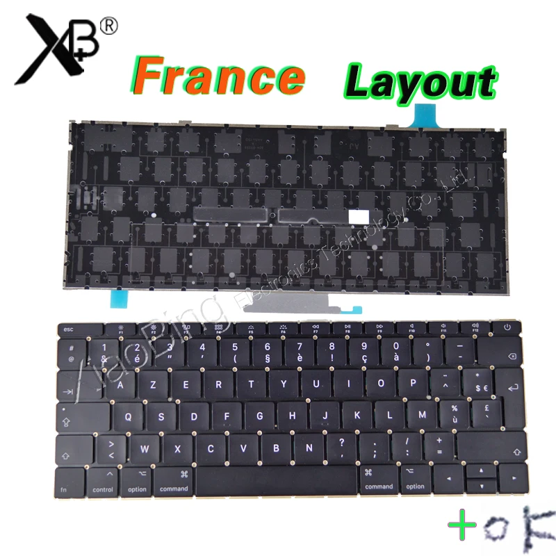 Ноутбук A1534 Французская клавиатура с подсветкой+ винты для Macbook 1" A1534 FR AZERTY Франция клавиатура год