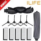 1 * пара основной щетки + 5 * пара (черный + белый) HEPA-фильтров + 4 * боковых щетки для ILIFE A8 A6 danhui Запчасти для робота-пылесоса ilife a8