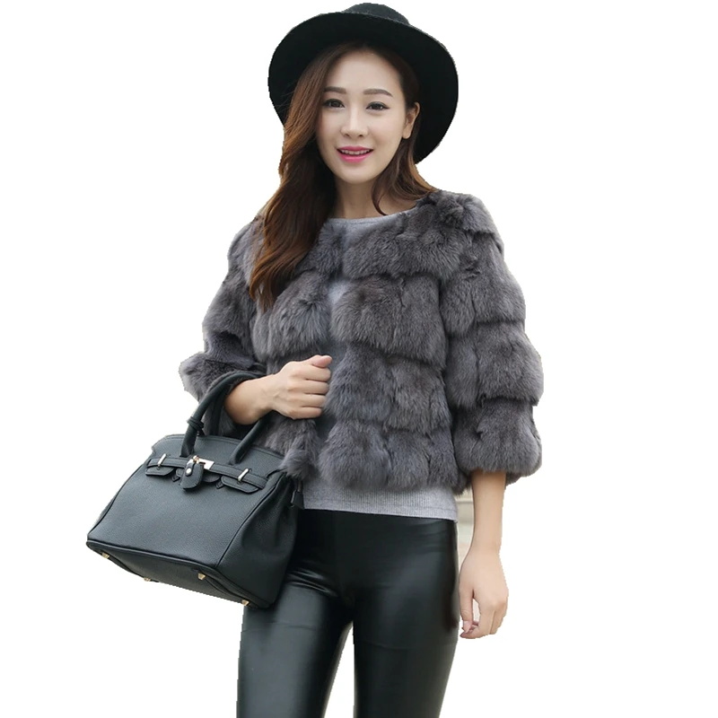 (TopFurMall) Женская модная куртка из натурального Лисьего меха пальто с круглым