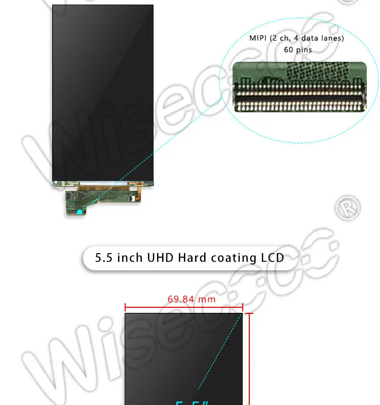 5,5 дюймовый ультра прозрачный 4 K дисплей с панелью управления HDMI MIPI для DIY принтер копир