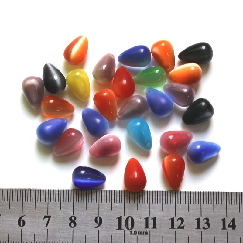 80 шт. 13 х 9 мм Смешанный цвет глаз кота камень tear drop бисер DIY Крест луночное опал