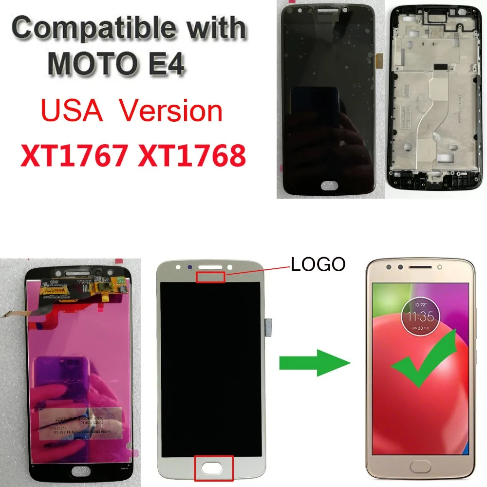 ЖК дисплей с дигитайзером сенсорного экрана для Motorola Moto E4 (США версия кнопкой