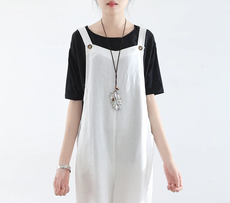 2017 летние свободные женские комбинезоны без рукавов Женский хлопковый льняной