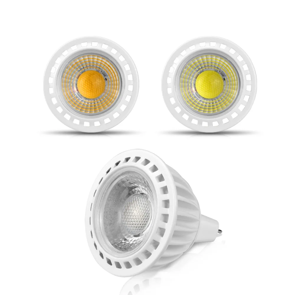 MR16 LED 12V AC/DC точечная лампа Dimmable COB Светодиодная GU5.3 3W 5W 7W алюминиевая прожекторная