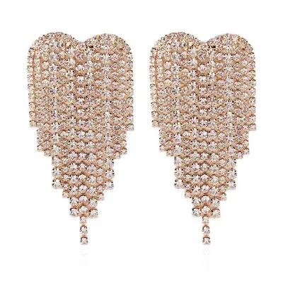 

Women's Heart Earrings Filled CZ Rhinestone Inlaid Alloy Ear Stud Jewelry Party Tassel Earring Gothic Brincos Fashion 2019 E60