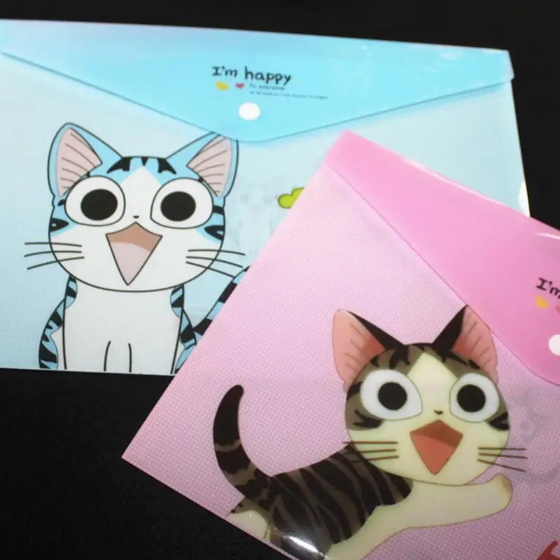 24 шт./лот Сумка для документов с милым сыром и кошкой Kawaii PVC A4 канцелярская сумка