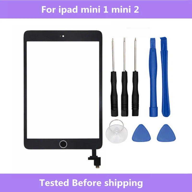 Для ipad mini A1432 A1454 A1455 A1489 A1490 A1491 сенсорный экран дигитайзер Главная Кнопка с IC Conector для ipad mini 1 2