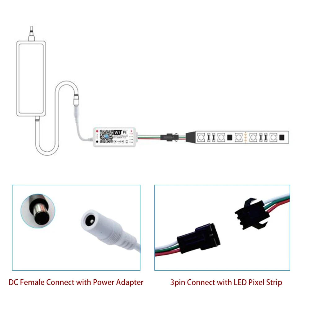 DC 12V 24V Светодиодный Волшебная цветная (RGB) Управление Wi Fi музыка умный пульт