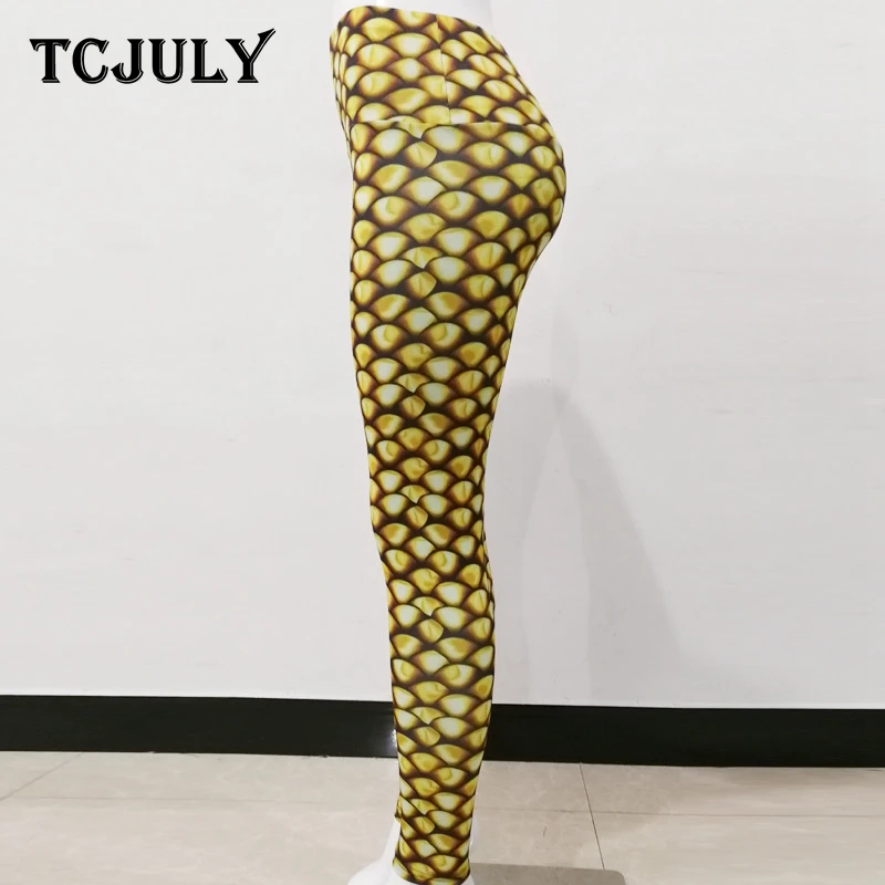 TCJULY модные золотые с принтом в виде рыбьей чешуи леггинсы русалка брюки для