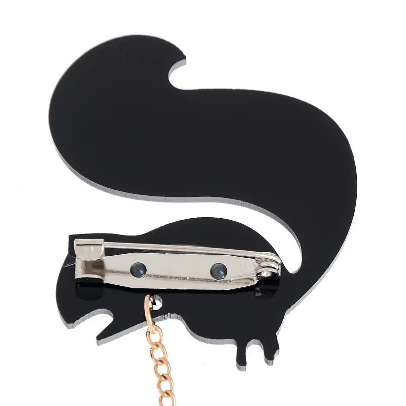 Черная милая белка искусственная Шпилька значок на воротник в виде животного