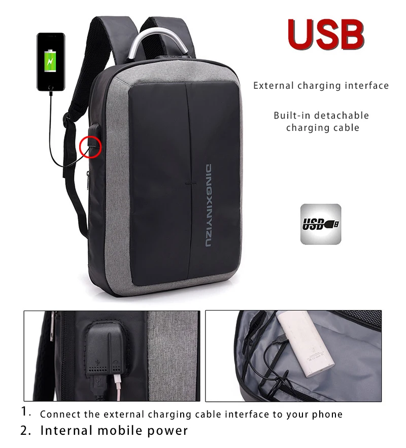 Школьные сумки с USB зарядкой для мужчин-подростков, рюкзак с защитой от кражи, водонепроницаемый, Оксфорд, черный, большой школьный ранец, мужской подростковый рюкзак