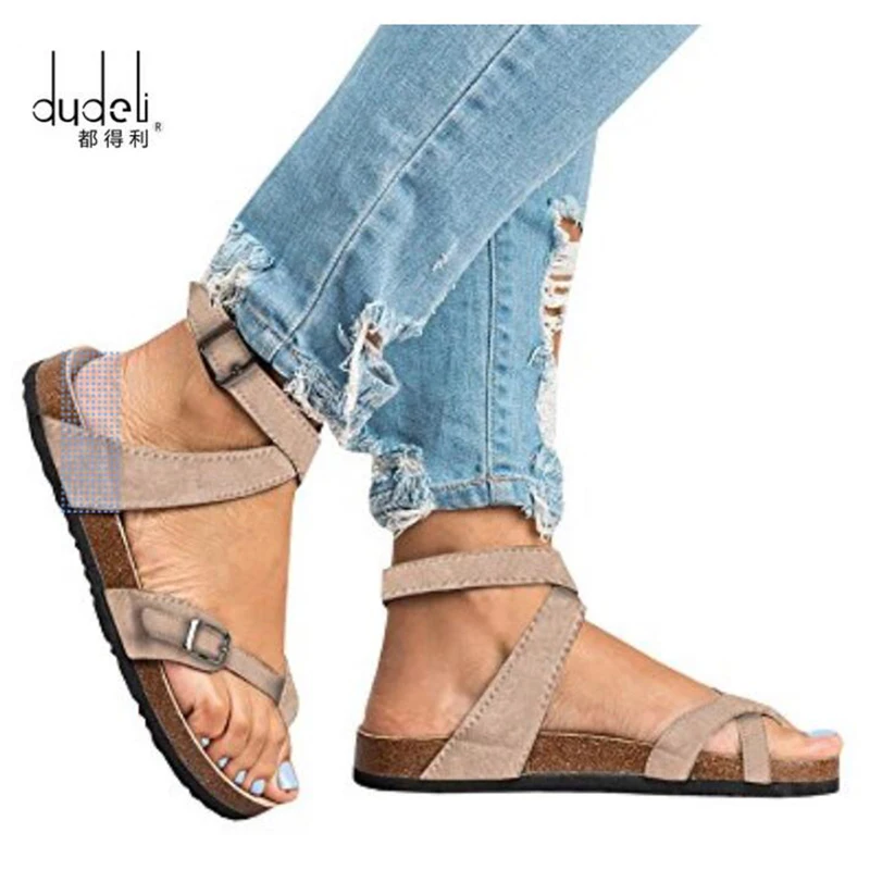 DUDELI/2019 г. Летняя женская обувь на плоской подошве педаль сандалии feminina с ремешком