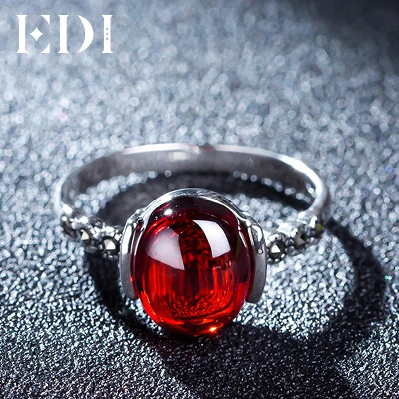 EDI 4 цвета 1.2ct гранат натуральные кольца с халцедоном Стерлинговое Серебро 925