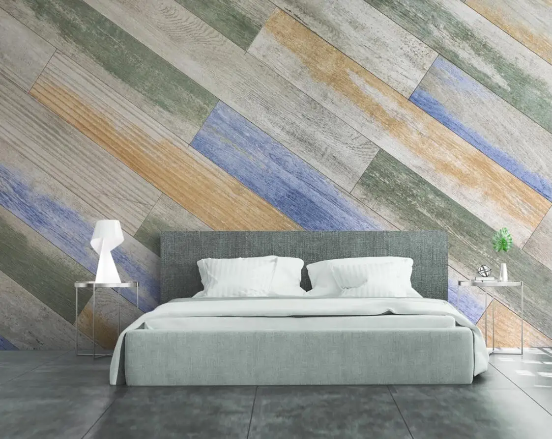 

3D Hand Painted Abstract Geometric Wall Papers Papel Mural Madera Canvas Textured Wallpaper for Living Room Wood 3d Wall Murals