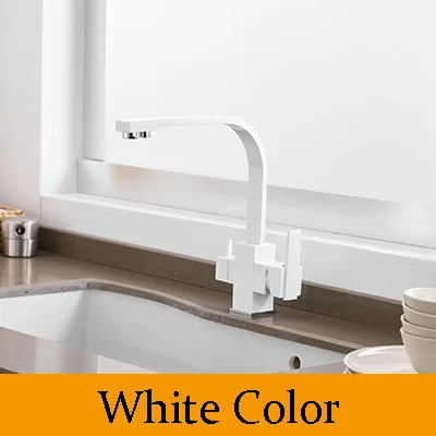 White 3 способа питьевой воды кран фильтр для воды очиститель Кухня кран черный смеситель горячей и холодной воды бассейна кран 360 Поворотный Кухня кран 0178H - Цвет: White