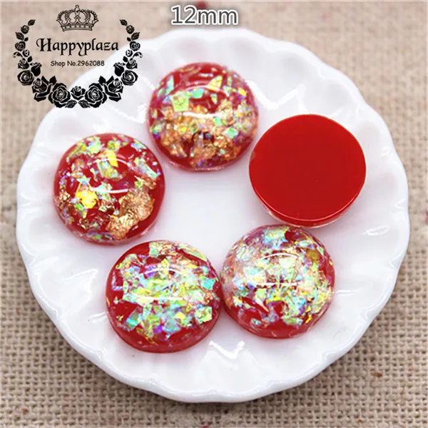 red 50pcs 50 шт. 12 мм смесь цветов смолы блестящая Морская раковина заполненная Круглая Плоская задняя часть Кабошон DIY Кнопка/ремесло Scrabooking аксессуар - Цвет: red 50pcs