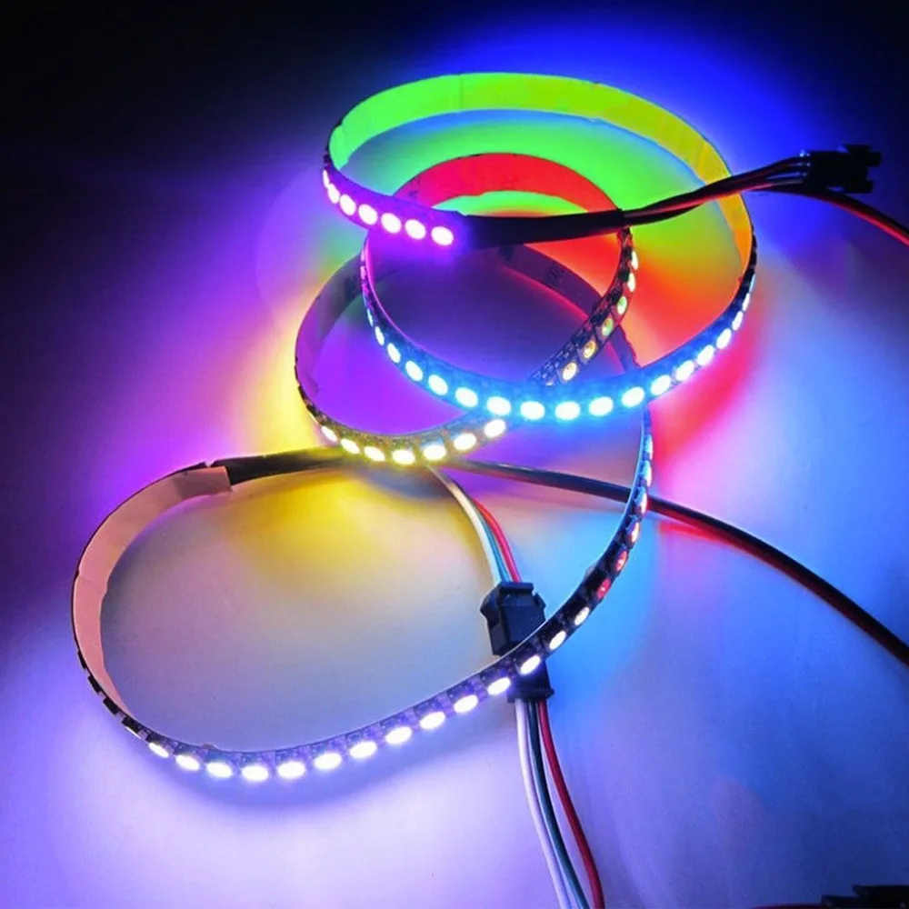 1 м 60 светодиодный WS2812B 5050 RGB светодиодные полосы света водонепроницаемый адресуемый черный корпус прибытие бренд