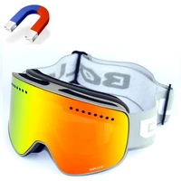 bollfo brand magnetic ski glasses double lens mountaineering glasses uv400 anti fog ski goggles men women snowmobile spectacles