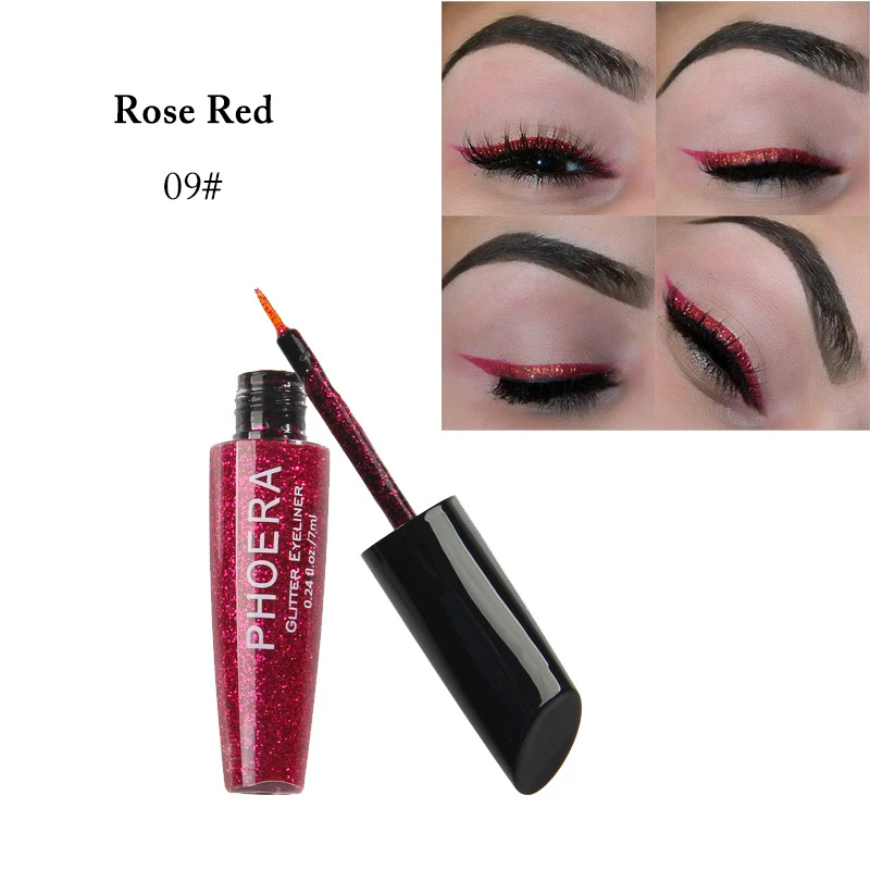 09 Rose Red Лучшие продажи продуктов 10 цветов макияж металлик Блестящий водонепроницаемый блеск подводка для глаз жидкая молния осветляющая подводка для глаз TSLM1 - Цвет: 09 Rose Red