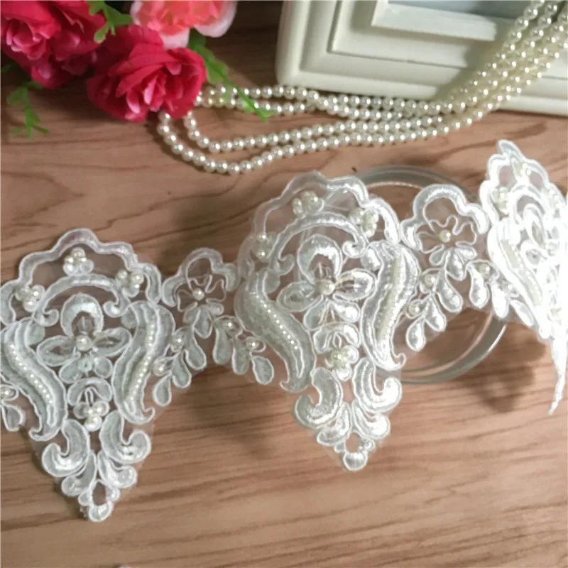 3Yds белое цвета слоновой кости черное украшение из бисера свадебные шнурки/бусины