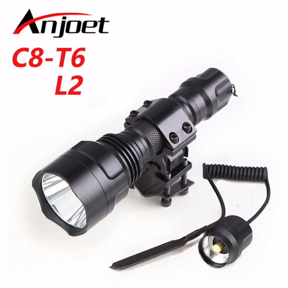 

Anjoet Tactical Flashlight C8-T6/L2/Q5 Hunting Rifle Torch lighting Shot Gun Mount+mount+Remote Switch 18650 for Camping Hiking
