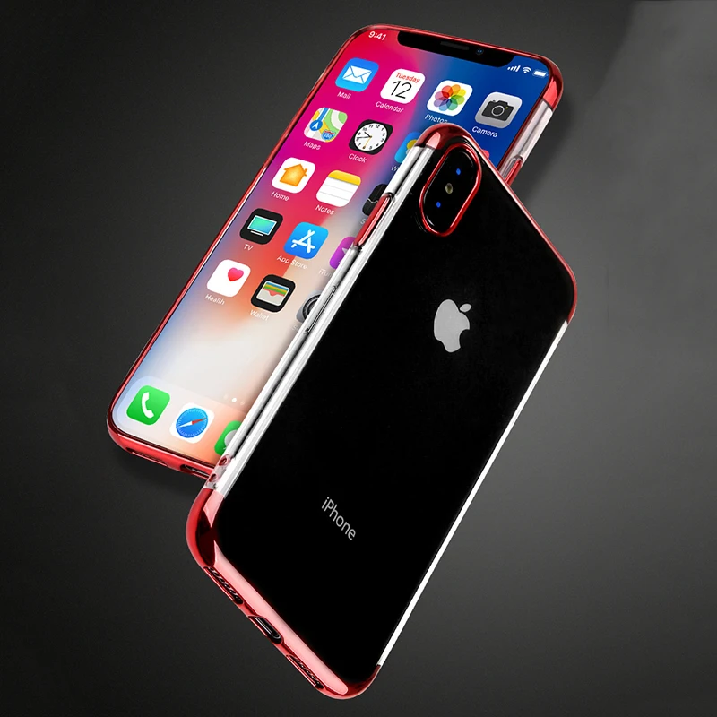 Full Cover Clear TPU Case For iPhone XS XR MAX X Luxury Plating Soft Silicone Bumper 8 7 6 6S Plus Shockproof |