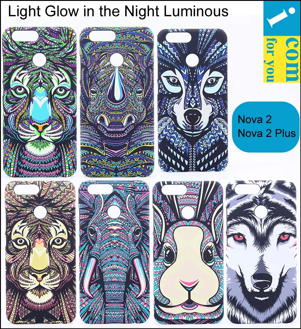Чехол с кроликом rhinoceros Tiger Lion Wolf Elephant для Huawei NOVA 2 Plus светится в темноте ночник|case for