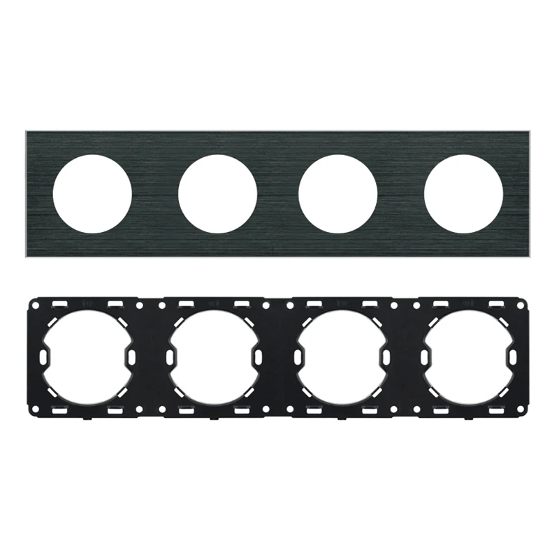 Quadruple Panel L1 настроить DIY для настенного выключателя гнездо только рамка панели черный Алюминиевый металлический панельный каркас Singel, двойной, тройной, четырехместный панель - Цвет: Quadruple Panel