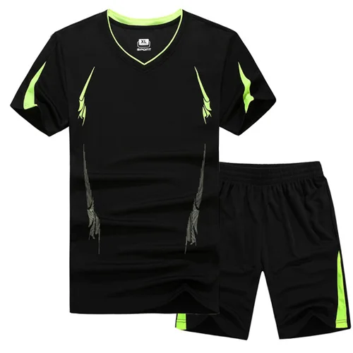 black XIYOUNIAO нового размера плюс M~ 8XL, 9XL мужские футболки наборы мужской спортивный костюм летние быстросохнущие футболки Мужская спортивная одежда спортивный костюм - Цвет: black