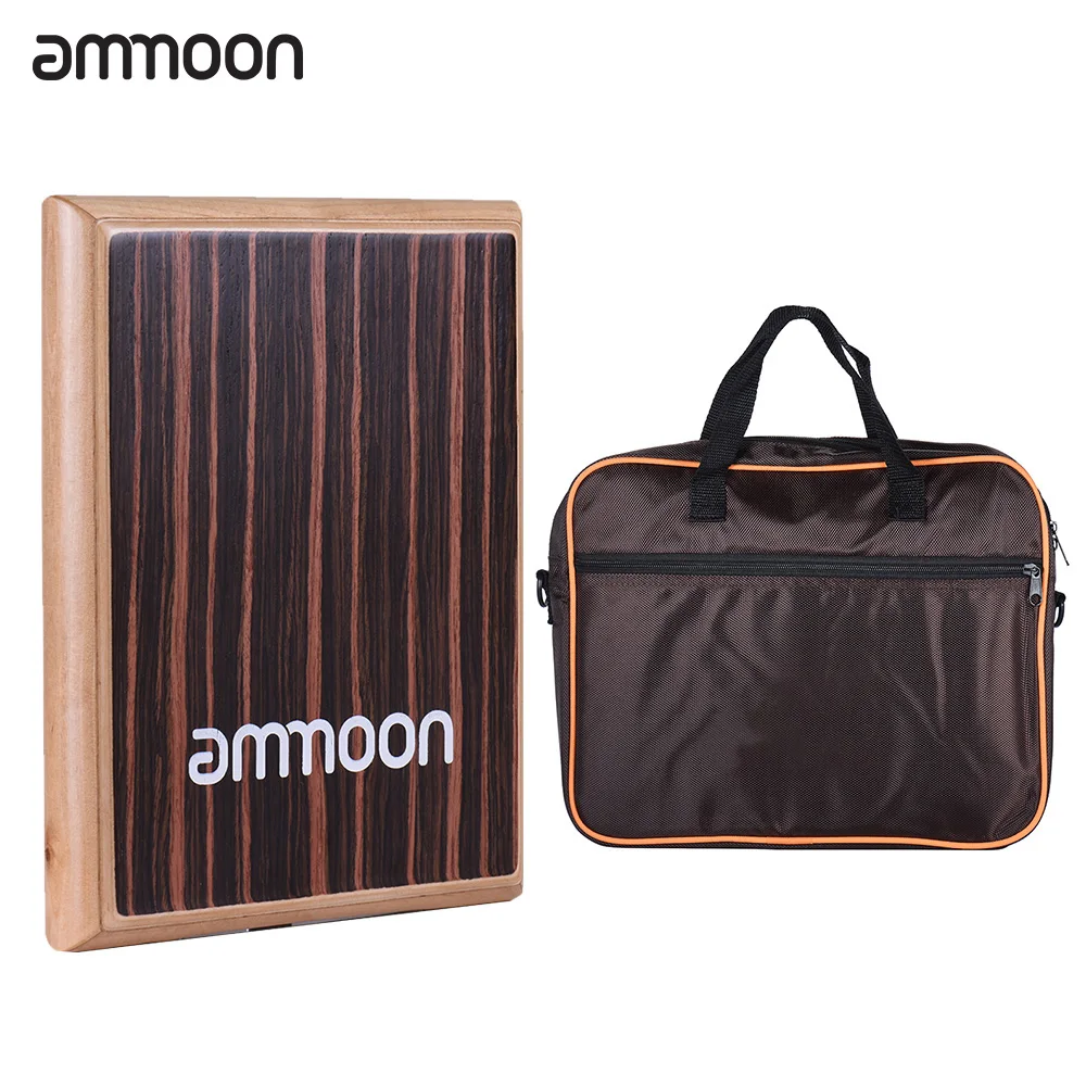 ammoon Compact Travel Box Drum Cajon Flat Hand Percussion Instrument with Adjustable Strings Carrying Bag | Спорт и развлечения