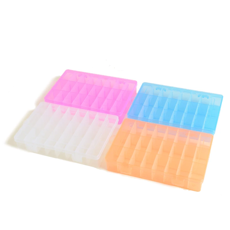 Essential 4 Colors Plastic Divided Storage Box 24 Grid Jewelry Rhinestone Rings Nail Art Tips Decoration Compartment | Дом и сад