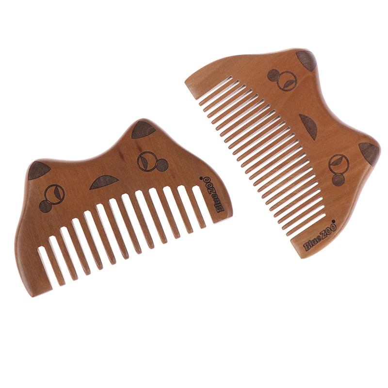 1Pc Portable Pocket Natural Wooden Combs No Static Beard Comb Cute Cat Design Hairdressing Styling Tool Hair Brush Massage | Красота и