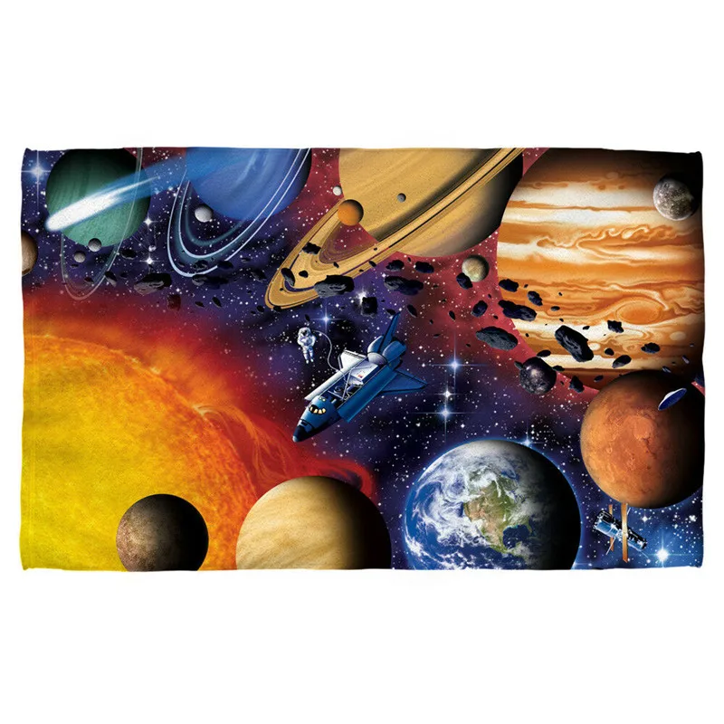 

Cool Solar System Outer Space Microfiber Travel Beach Towel for Boy Planets Astronaut Face Bath Towel Kids Soft Bathroom 140X70