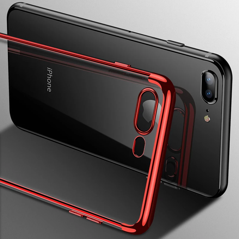 Роскошный чехол с гальваническим покрытием для iPhone 8 7 Ультратонкий Мягкий
