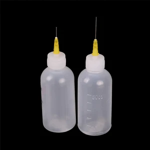 50ml Solder Flux Bottle With Fine Tipped Needles Blunt Dispensing Needles Syringe Needle Tips For Ink Glue Liquid Gray