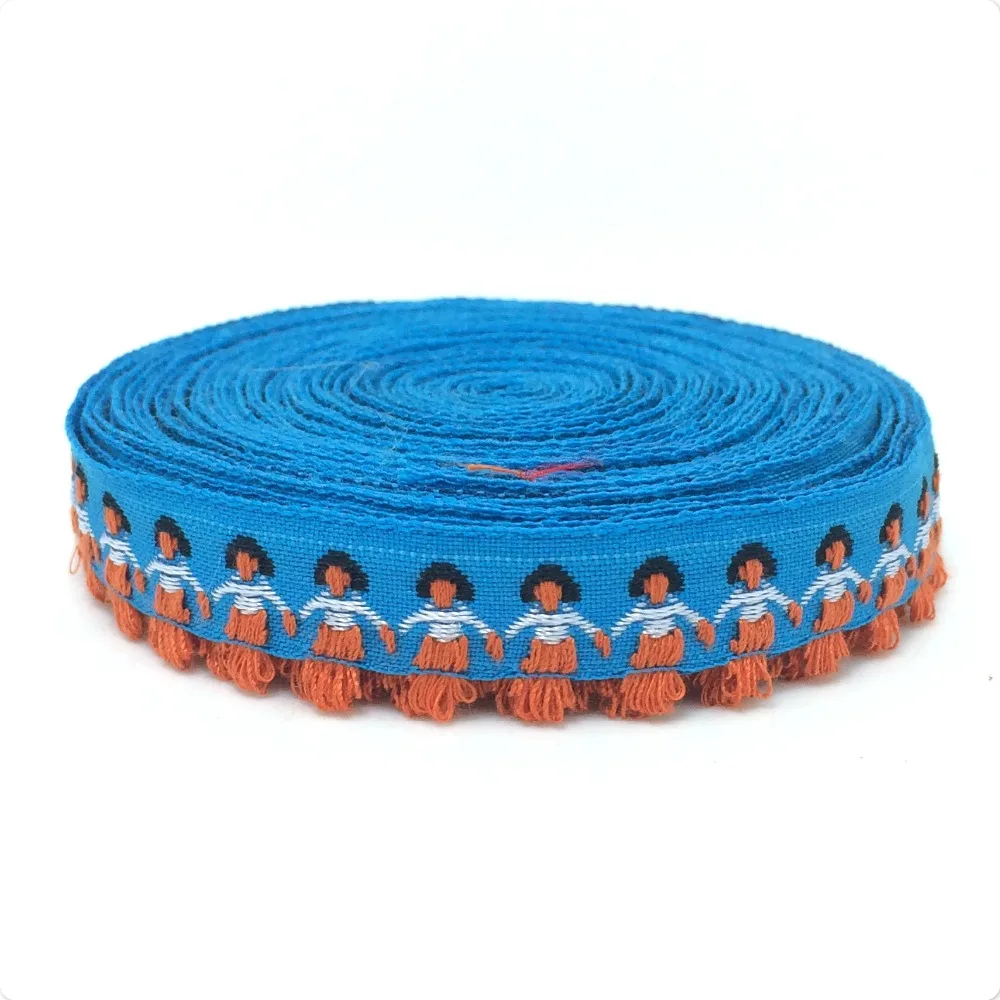 

Zakka handmade blue small tassel cartoon laciness 1.4cm 9M/SETS Ribbon KTZD15103008