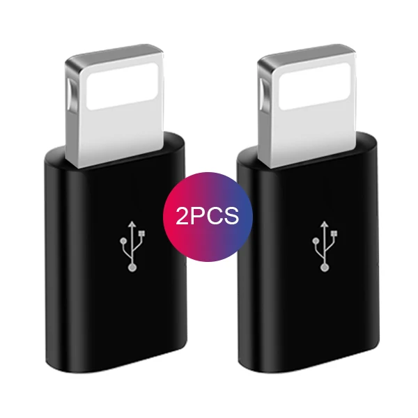 ACCEZZ Мини OTG освещение к Micro USB адаптер для Apple для iPhone XS MAX XR X 7 8 6S 6 Plus Синхронизация данных зарядный кабель Разъем - Цвет: 2PC Black