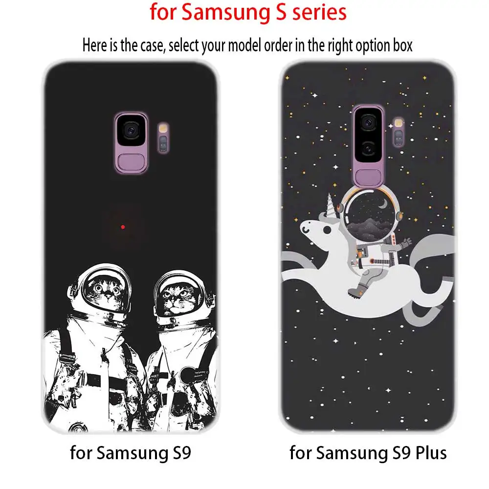 Смешные пространство Love Moon астронавт кошка силиконовый чехол Обложка для Samsung