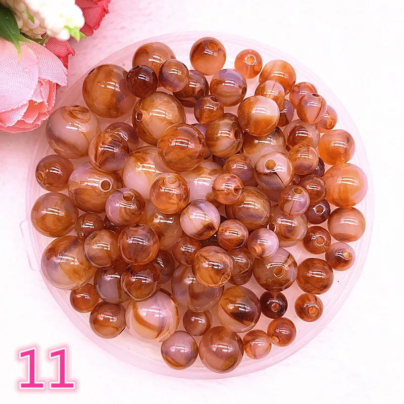 

New 8 10 12 14mm Colour Round Acrylic Beads Spacer Loose Beads for Jewelry Making DIY Handmade Bracelet #11